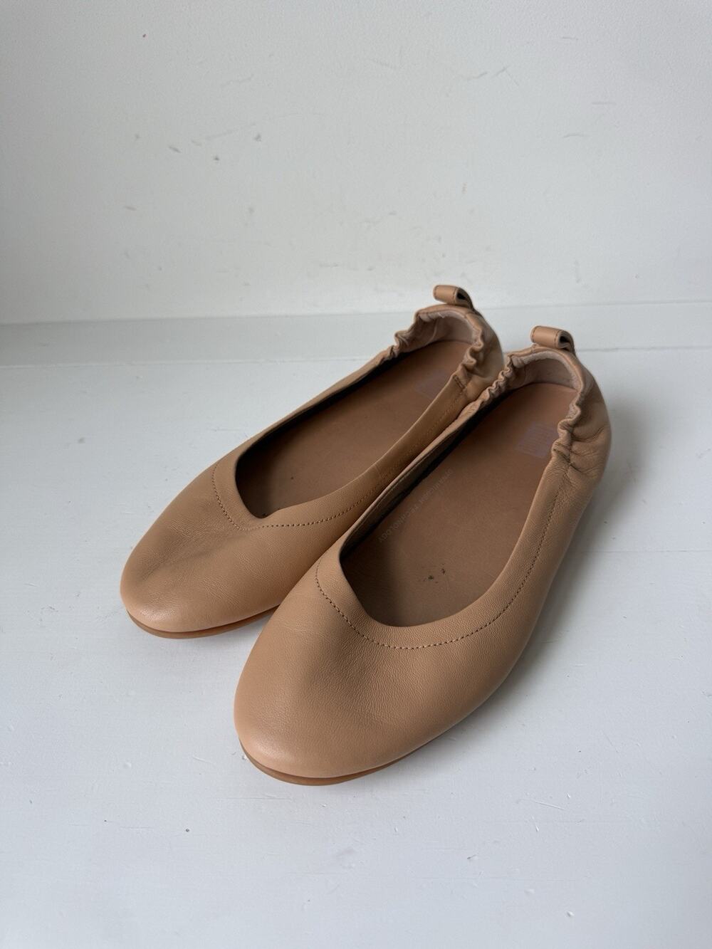 FitFlop Allegro Ballet Flats Tan Size 8 Leather Comfort Slip On Shoes Minimalist